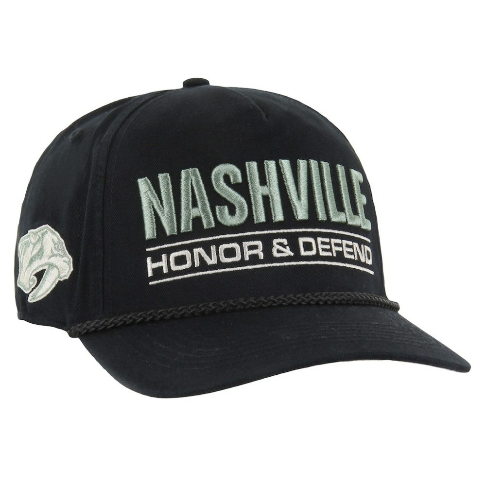 NHL Black Nashville Predators '47 OHT Military Appreciation Homeland Honor and Defend Hitch Adjustable Hat