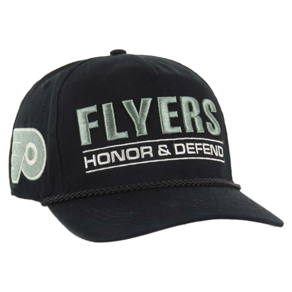 NHL Black Philadelphia Flyers '47 OHT Military Appreciation Homeland Honor and Defend Hitch Adjustable Hat