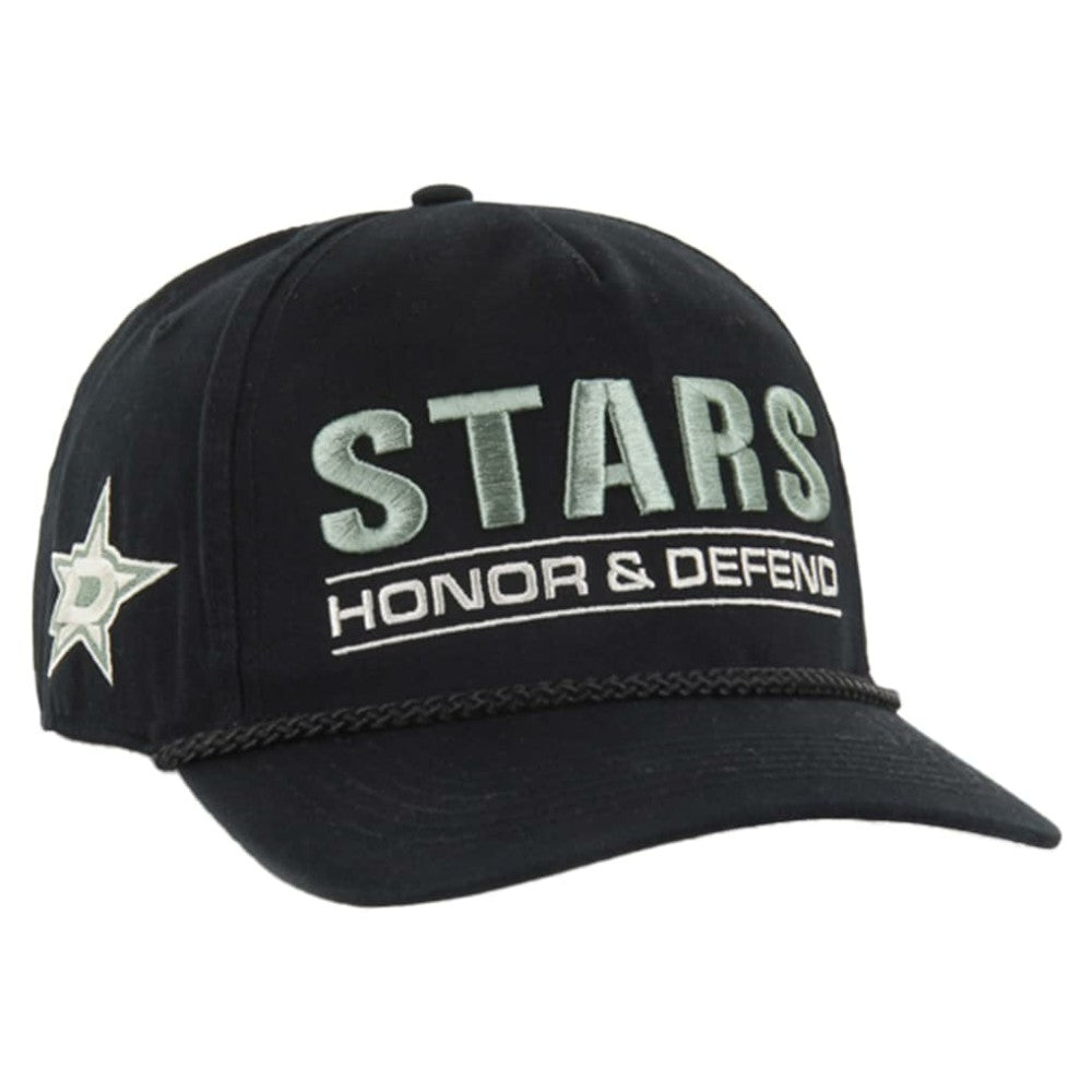 NHL Black Dallas Stars '47 OHT Military Appreciation Homeland Honor and Defend Hitch Adjustable Hat
