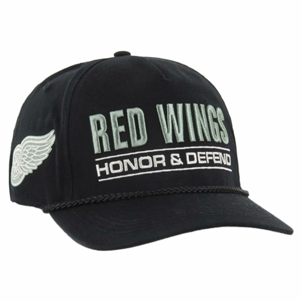 NHL Black Detroit Red Wings '47 OHT Military Appreciation Homeland Honor and Defend Hitch Adjustable Hat