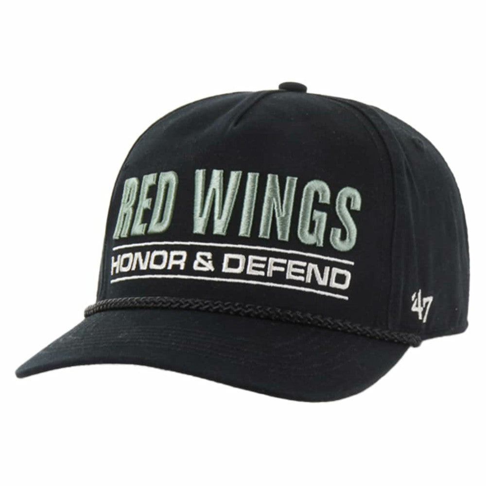 NHL Black Detroit Red Wings '47 OHT Military Appreciation Homeland Honor and Defend Hitch Adjustable Hat