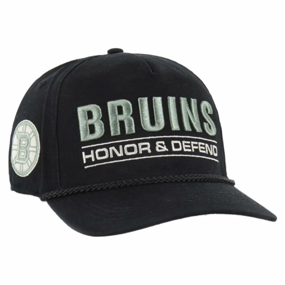 NHL Black Boston Bruins '47 OHT Military Appreciation Homeland Honor and Defend Hitch Adjustable Hat