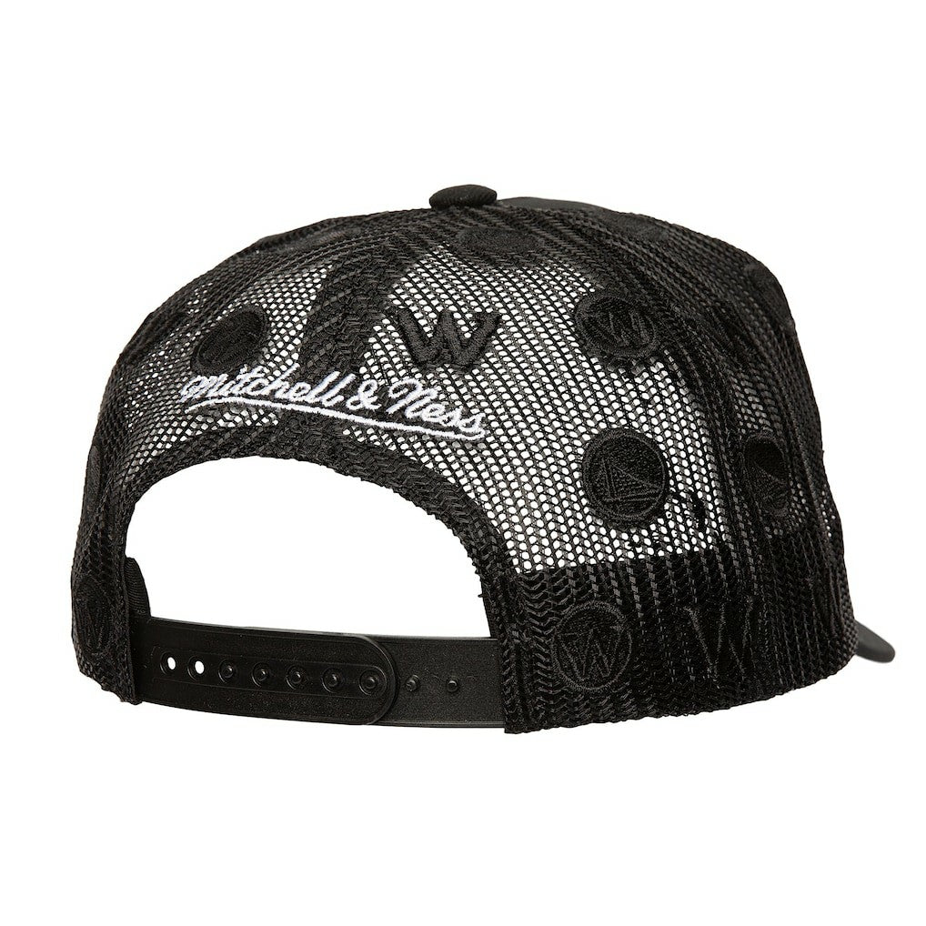 NBA Golden State Warriors Monogram Allover Logo Mesh Trucker Adjustable Hat sale