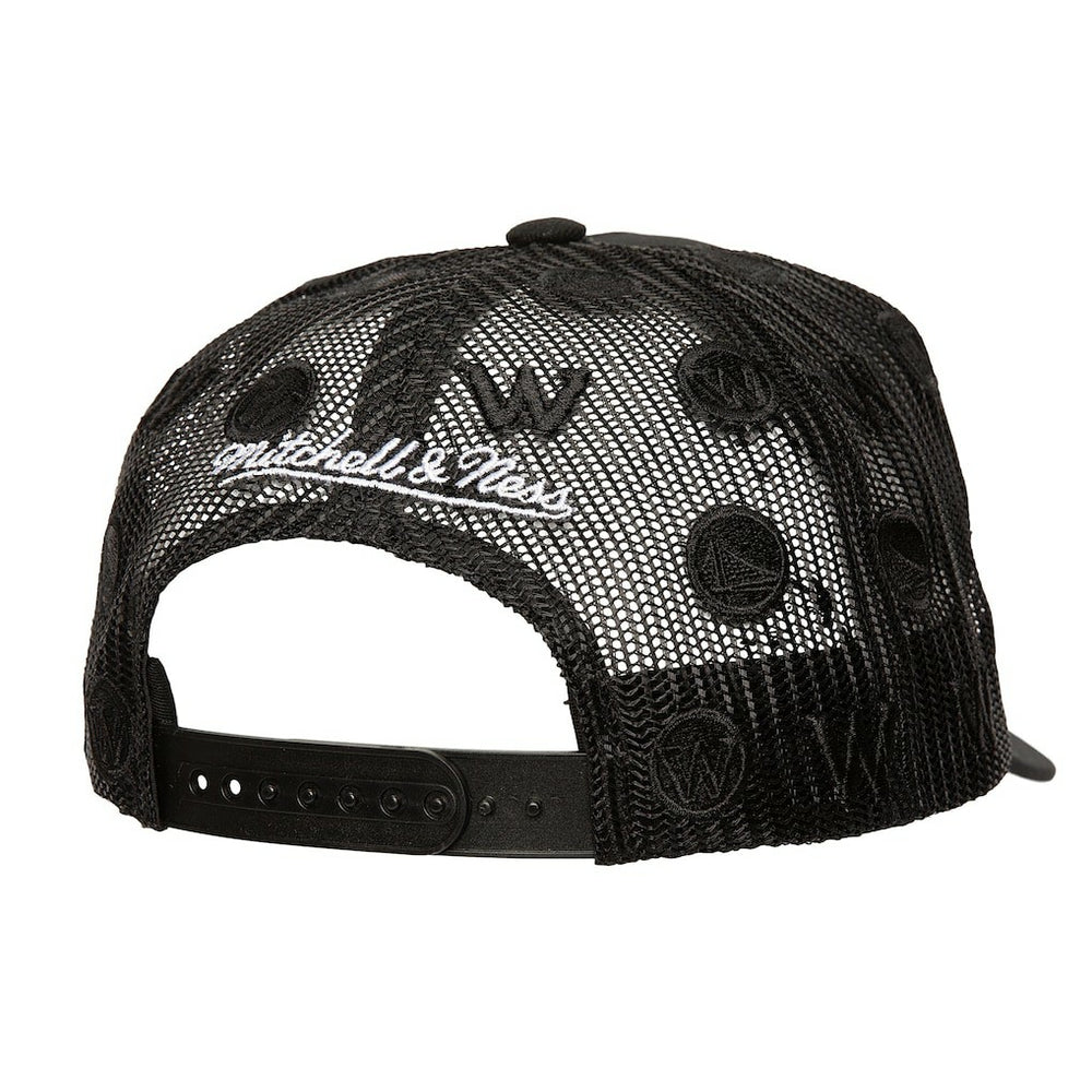 NBA Golden State Warriors Monogram Allover Logo Mesh Trucker Adjustable Hat sale