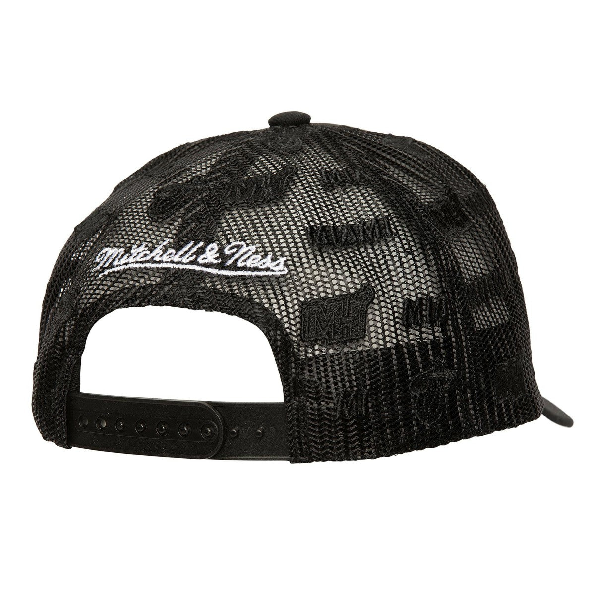 NBA Miami Heat Monogram Allover Logo Mesh Trucker Adjustable Hat