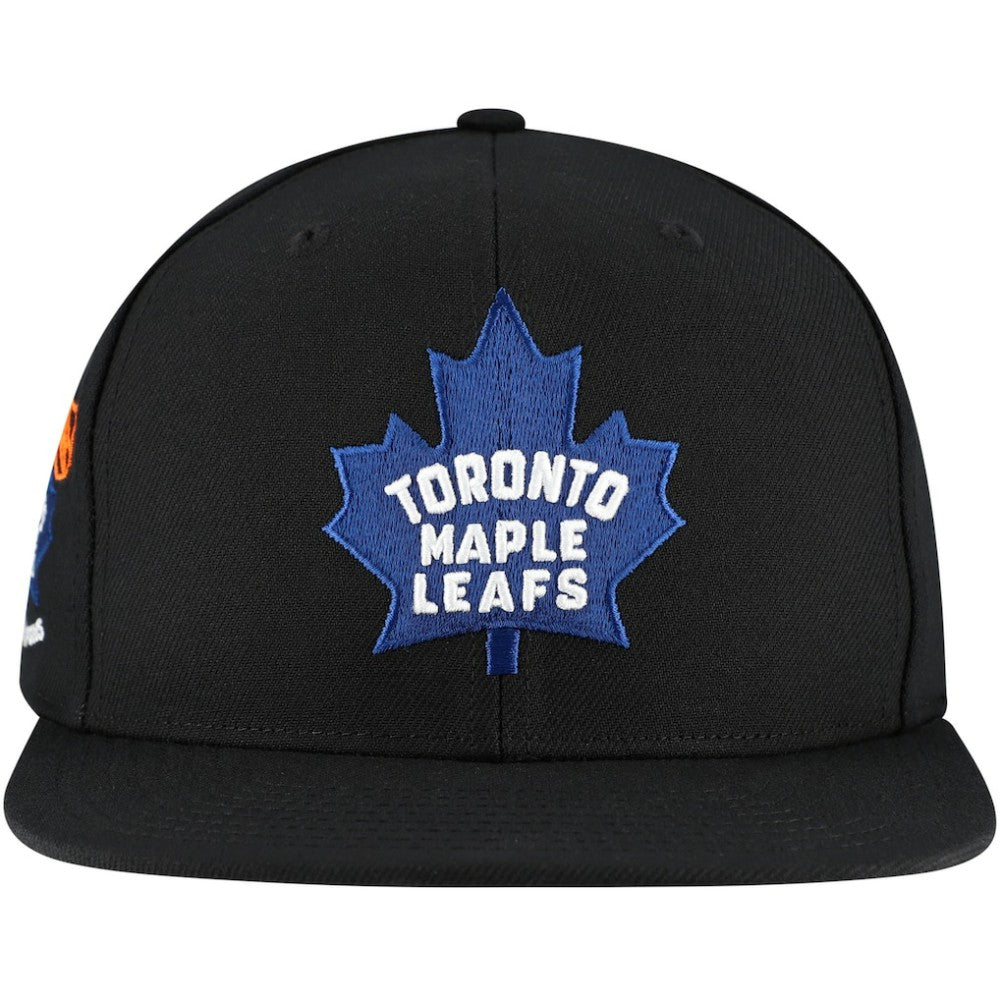 NHL Black Toronto Maple Leafs Mitchell & Ness Core Top Spot Snapback Hat