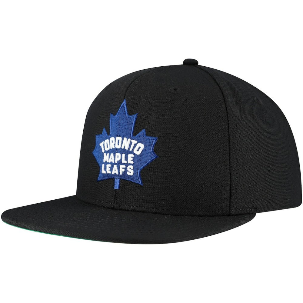 NHL Black Toronto Maple Leafs Mitchell & Ness Core Top Spot Snapback Hat