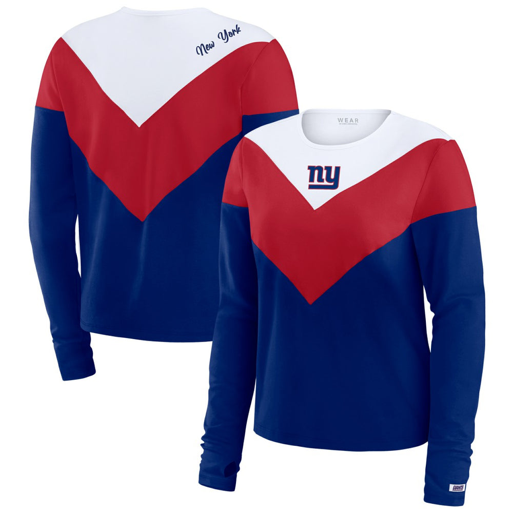 WEAR by Erin Andrews Women's Chevron Tri-Blend Long Sleeve T-Shirt - New York Giants