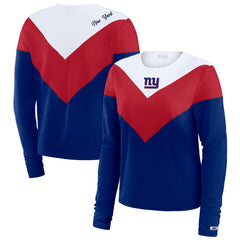 WEAR by Erin Andrews Women's Chevron Tri-Blend Long Sleeve T-Shirt - New York Giants