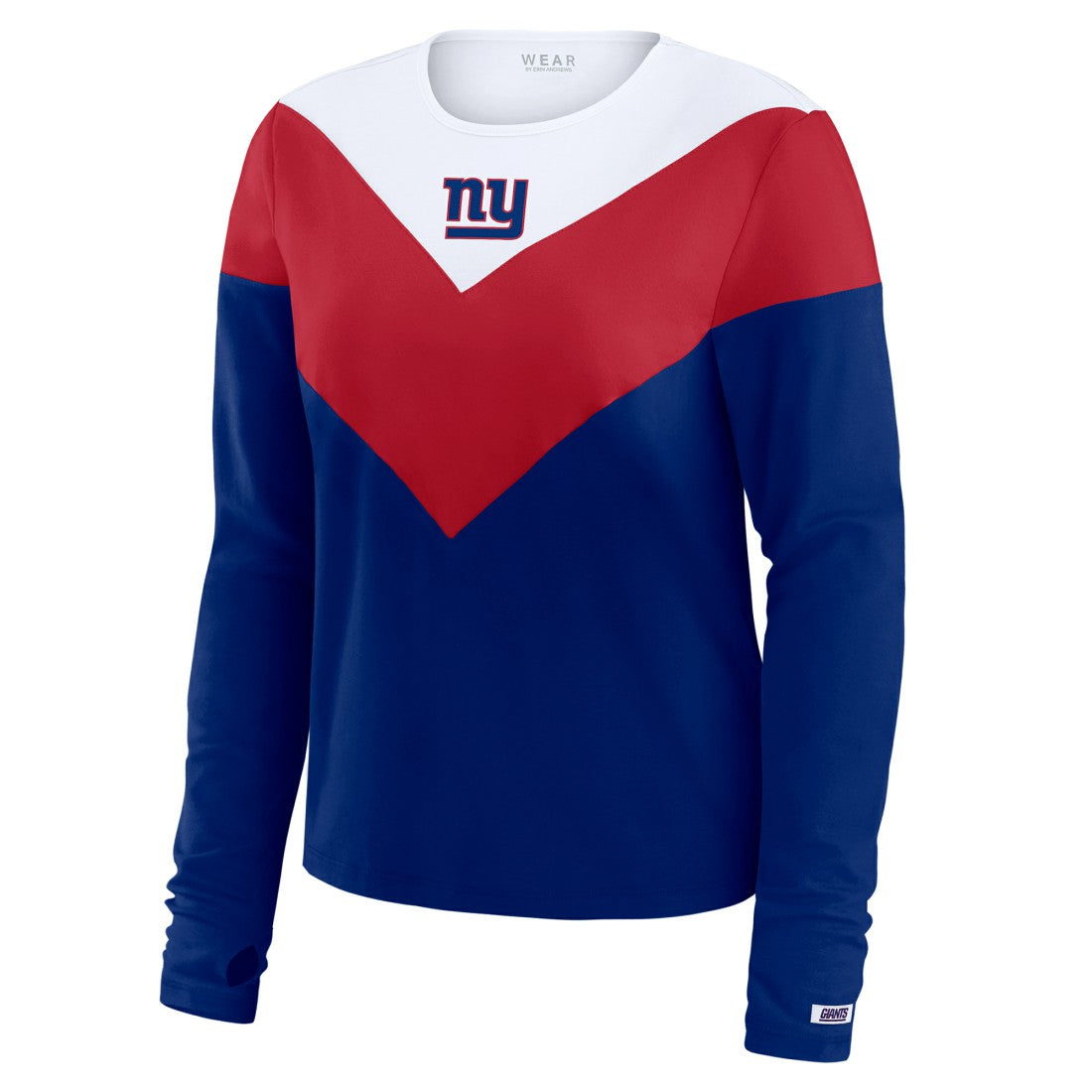 WEAR by Erin Andrews Women's Chevron Tri-Blend Long Sleeve T-Shirt - New York Giants