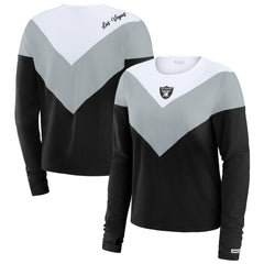WEAR by Erin Andrews Women's Chevron Tri-Blend Long Sleeve T-Shirt - Las Vegas Raiders