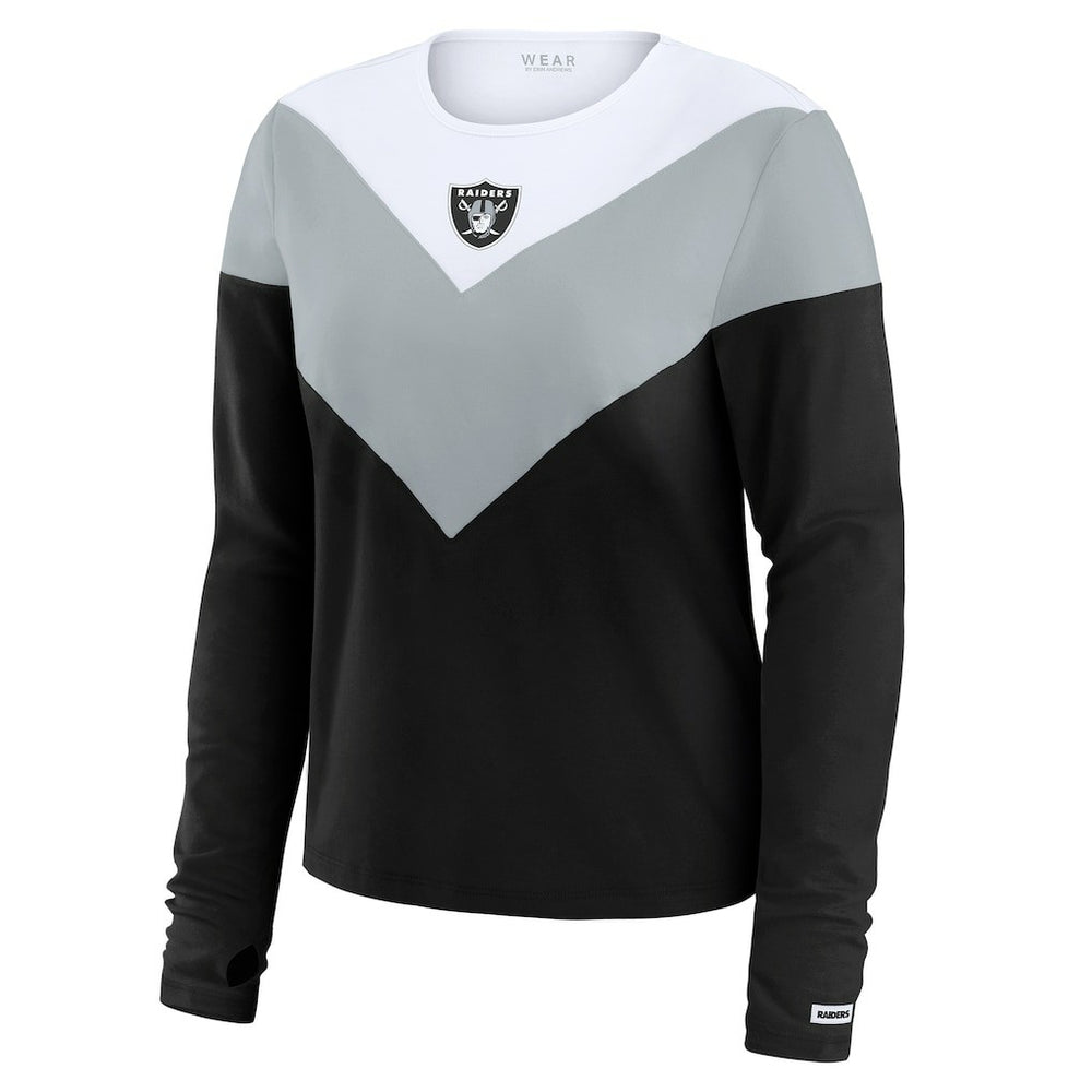 WEAR by Erin Andrews Women's Chevron Tri-Blend Long Sleeve T-Shirt - Las Vegas Raiders