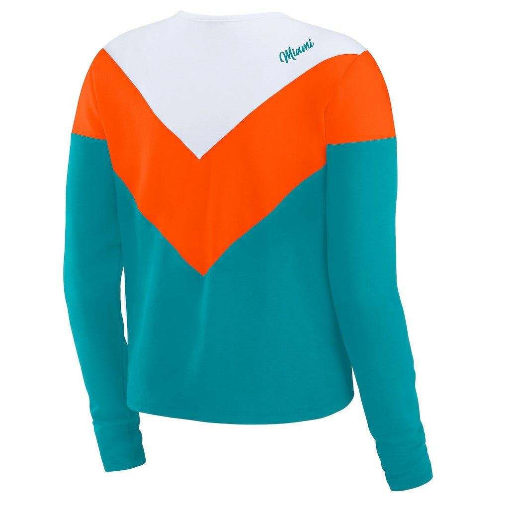 WEAR by Erin Andrews Women's Chevron Tri-Blend Long Sleeve T-Shirt - Miami Dolphins
