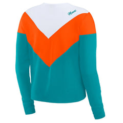 WEAR by Erin Andrews Women's Chevron Tri-Blend Long Sleeve T-Shirt - Miami Dolphins