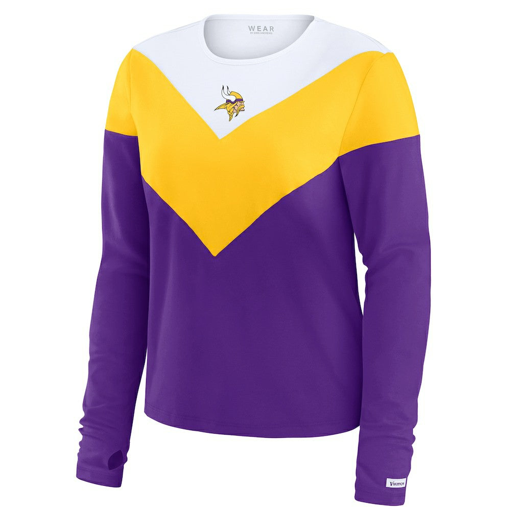 WEAR by Erin Andrews Women's Chevron Tri-Blend Long Sleeve T-Shirt - Minnesota Vikings