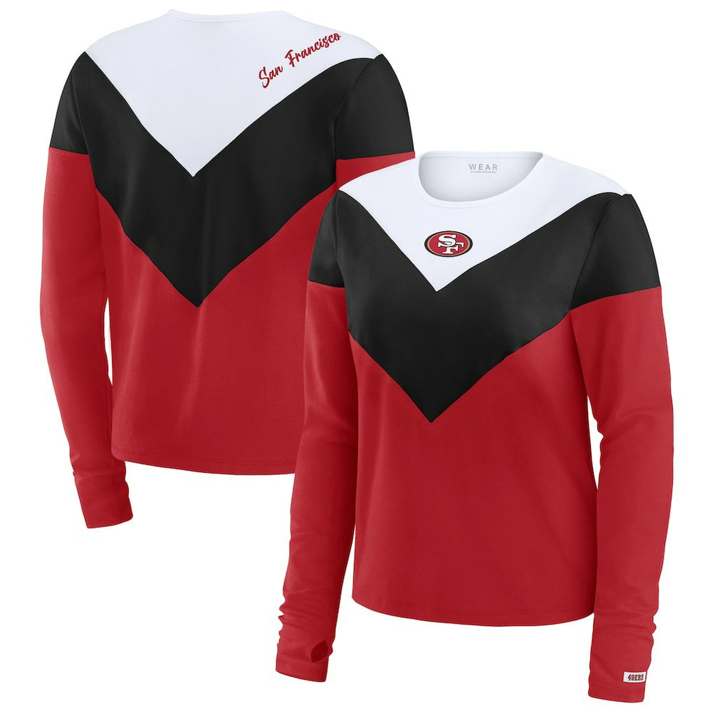 WEAR by Erin Andrews Women's Chevron Tri-Blend Long Sleeve T-Shirt - San Francisco 49ers