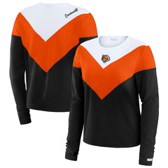 WEAR by Erin Andrews Women's Plus Size Chevron Tri-Blend Long Sleeve T-Shirt - Cincinnati Bengals