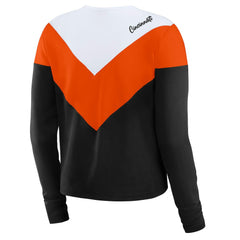 WEAR by Erin Andrews Women's Plus Size Chevron Tri-Blend Long Sleeve T-Shirt - Cincinnati Bengals