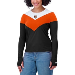 WEAR by Erin Andrews Women's Plus Size Chevron Tri-Blend Long Sleeve T-Shirt - Cincinnati Bengals