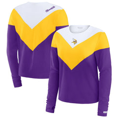WEAR by Erin Andrews Women's Plus Size Chevron Tri-Blend Long Sleeve T-Shirt - Minnesota Vikings