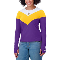 WEAR by Erin Andrews Women's Plus Size Chevron Tri-Blend Long Sleeve T-Shirt - Minnesota Vikings