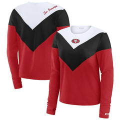 WEAR by Erin Andrews Women's Plus Size Chevron Tri-Blend Long Sleeve T-Shirt - San Francisco 49ers