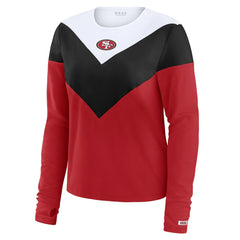 WEAR by Erin Andrews Women's Plus Size Chevron Tri-Blend Long Sleeve T-Shirt - San Francisco 49ers