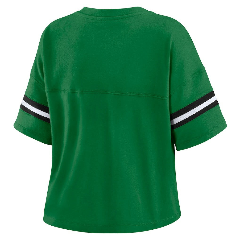 WEAR by Erin Andrews Women's Color Block Boxy V-Neck T-Shirt - New York Jets