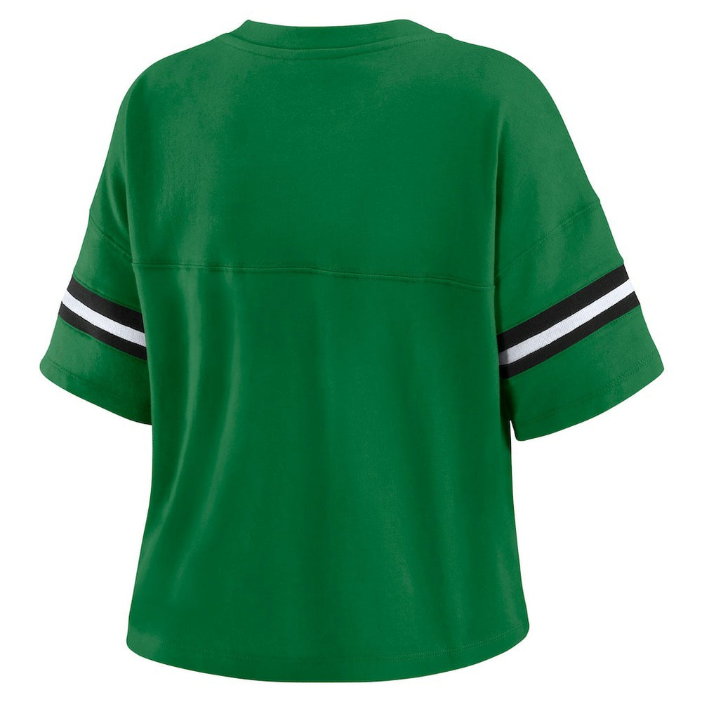 WEAR by Erin Andrews Women's Color Block Boxy V-Neck T-Shirt - New York Jets