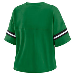 WEAR by Erin Andrews Women's Color Block Boxy V-Neck T-Shirt - New York Jets