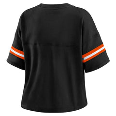 WEAR by Erin Andrews Women's Plus Size Color Block Boxy V-Neck T-Shirt - Cincinnati Bengals