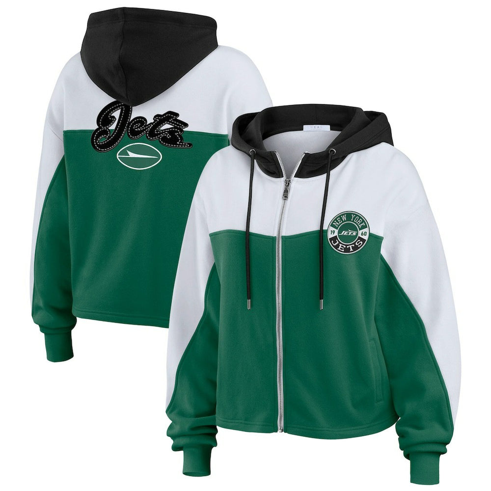 WEAR by Erin Andrews Women's Color Block Full-Zip Hoodie - New York Jets