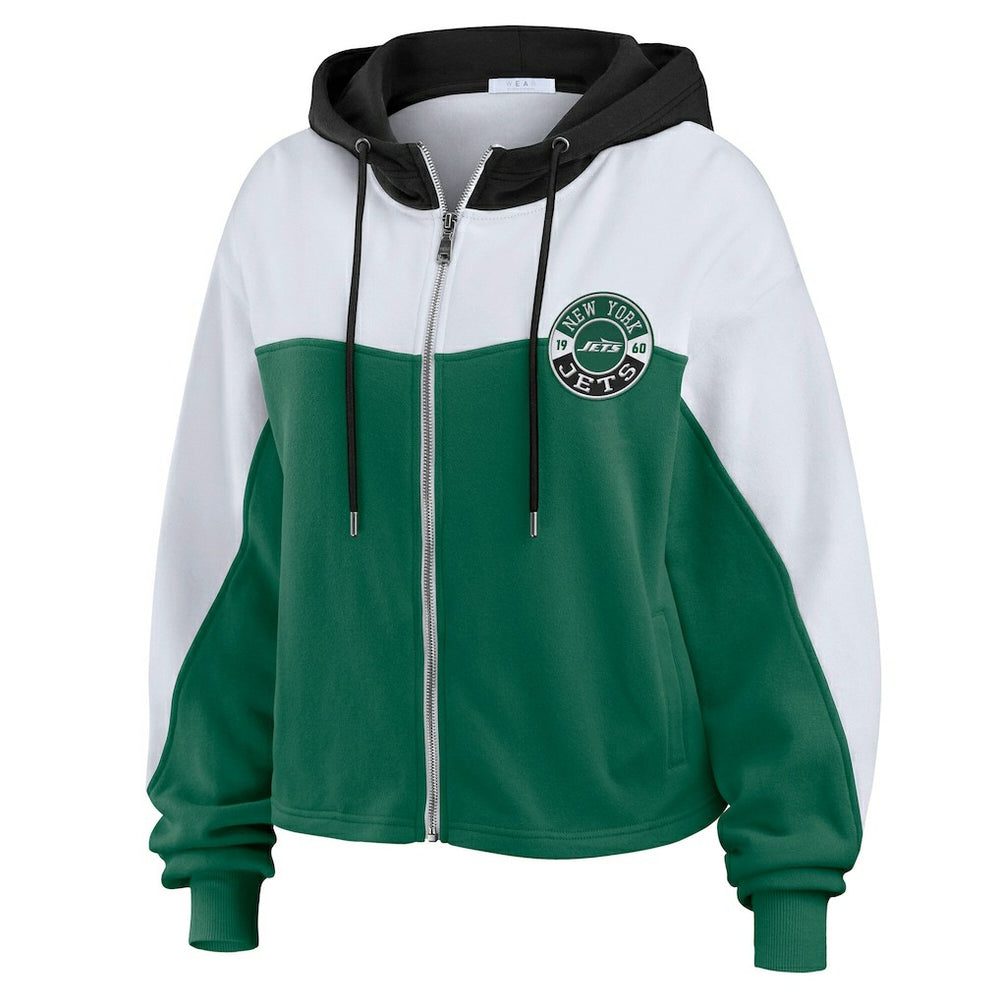 WEAR by Erin Andrews Women's Color Block Full-Zip Hoodie - New York Jets