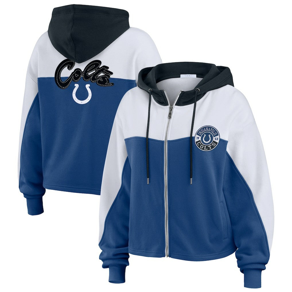 WEAR by Erin Andrews Women's Plus Size Color Block Full-Zip Hoodie - Indianapolis Colts