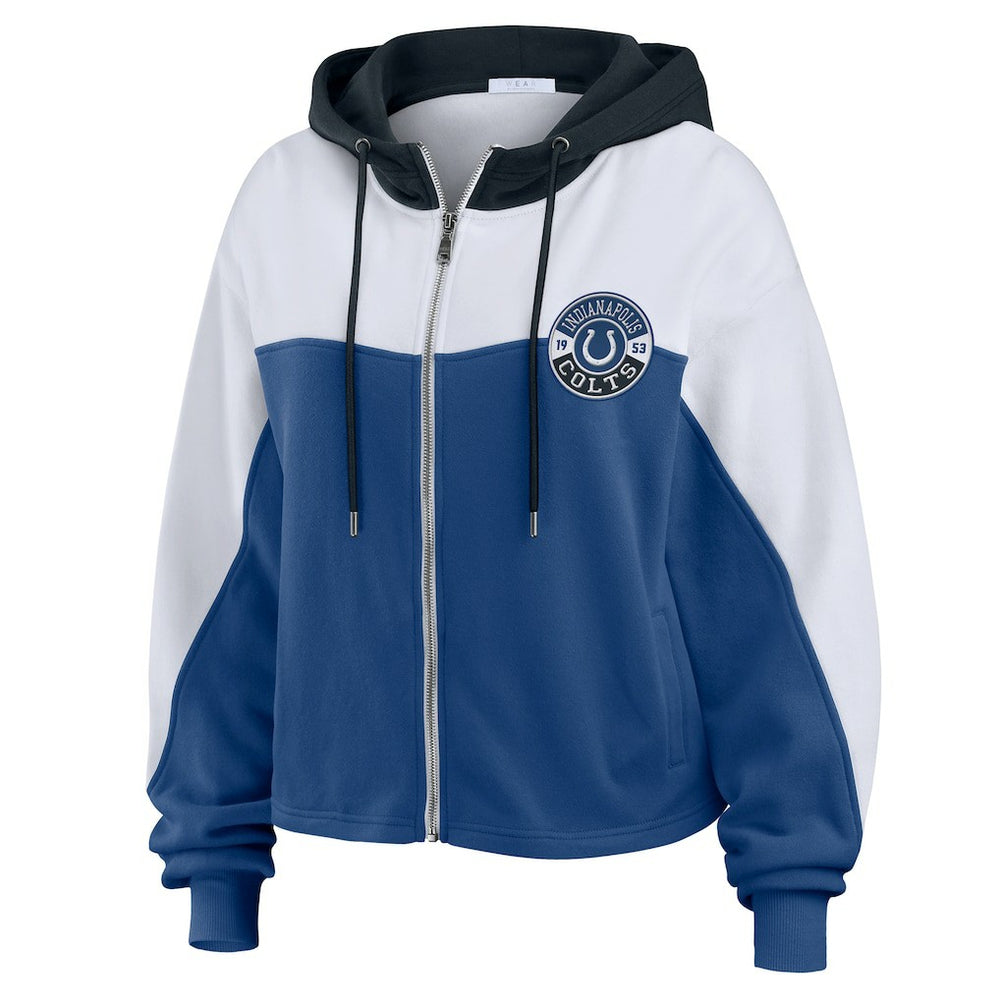 WEAR by Erin Andrews Women's Plus Size Color Block Full-Zip Hoodie - Indianapolis Colts