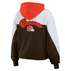 WEAR by Erin Andrews Women's Plus Size Color Block Full-Zip Hoodie - Cleveland Browns
