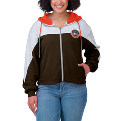 WEAR by Erin Andrews Women's Plus Size Color Block Full-Zip Hoodie - Cleveland Browns