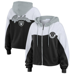 WEAR by Erin Andrews Women's Plus Size Color Block Full-Zip Hoodie - Las Vegas Raiders