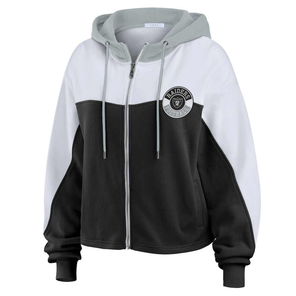 WEAR by Erin Andrews Women's Plus Size Color Block Full-Zip Hoodie - Las Vegas Raiders