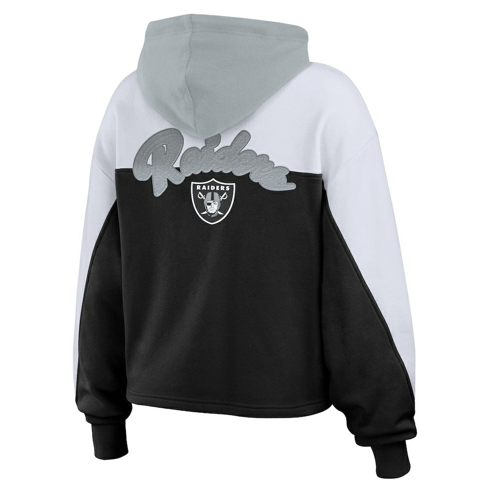 WEAR by Erin Andrews Women's Plus Size Color Block Full-Zip Hoodie - Las Vegas Raiders