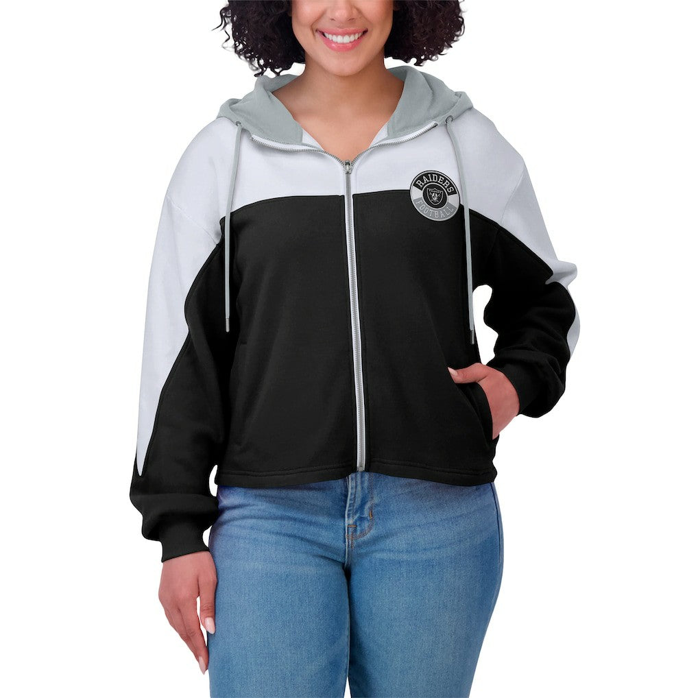 WEAR by Erin Andrews Women's Plus Size Color Block Full-Zip Hoodie - Las Vegas Raiders