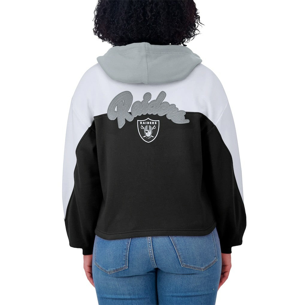 WEAR by Erin Andrews Women's Plus Size Color Block Full-Zip Hoodie - Las Vegas Raiders