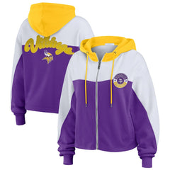 WEAR by Erin Andrews Women's Plus Size Color Block Full-Zip Hoodie - Minnesota Vikings