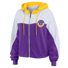 WEAR by Erin Andrews Women's Plus Size Color Block Full-Zip Hoodie - Minnesota Vikings