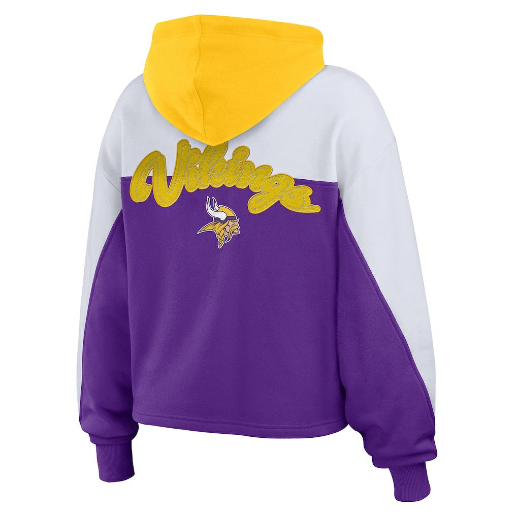 WEAR by Erin Andrews Women's Plus Size Color Block Full-Zip Hoodie - Minnesota Vikings