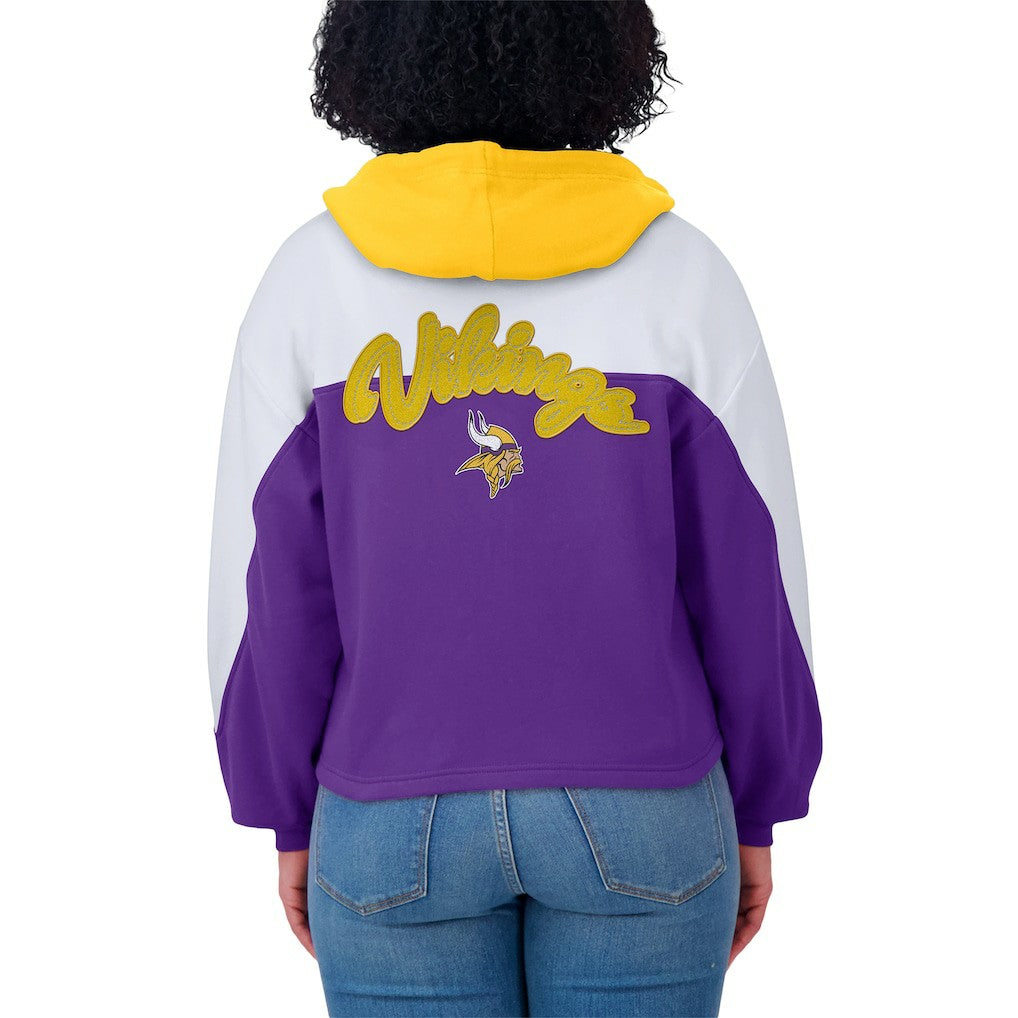 WEAR by Erin Andrews Women's Plus Size Color Block Full-Zip Hoodie - Minnesota Vikings