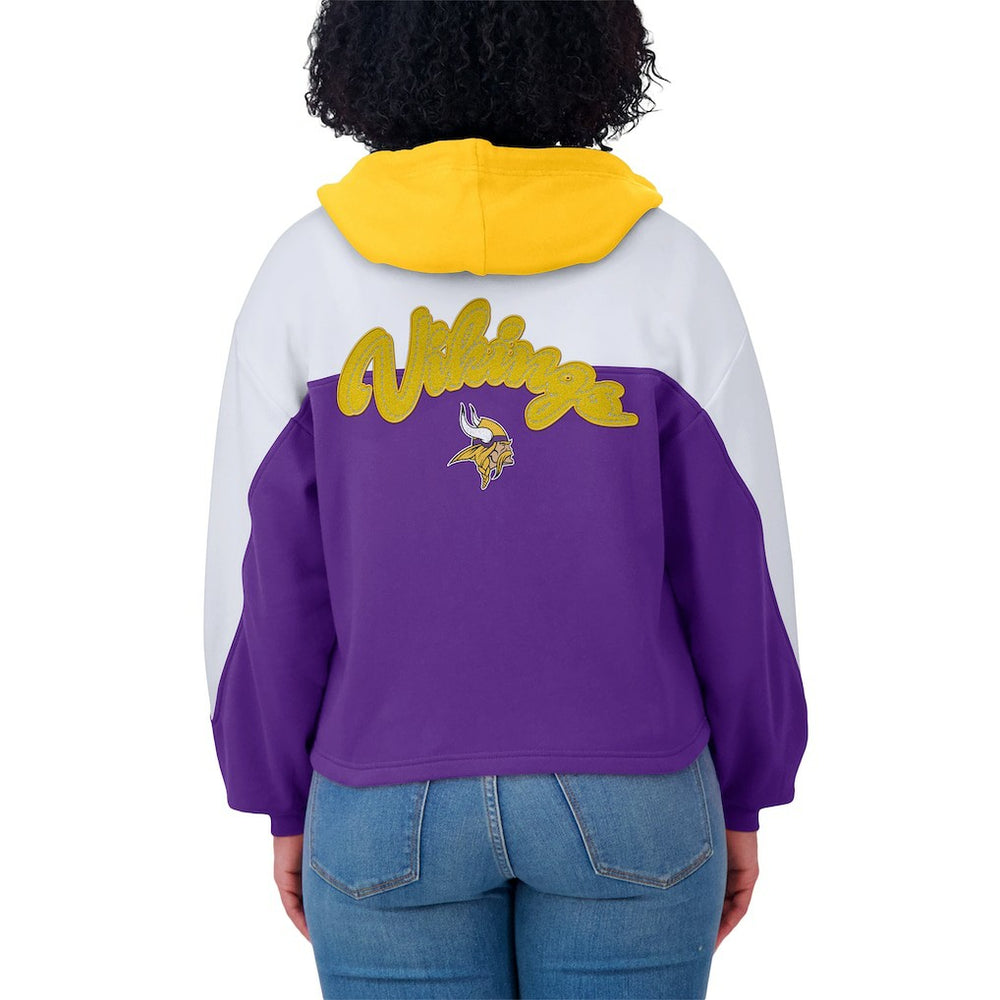 WEAR by Erin Andrews Women's Plus Size Color Block Full-Zip Hoodie - Minnesota Vikings