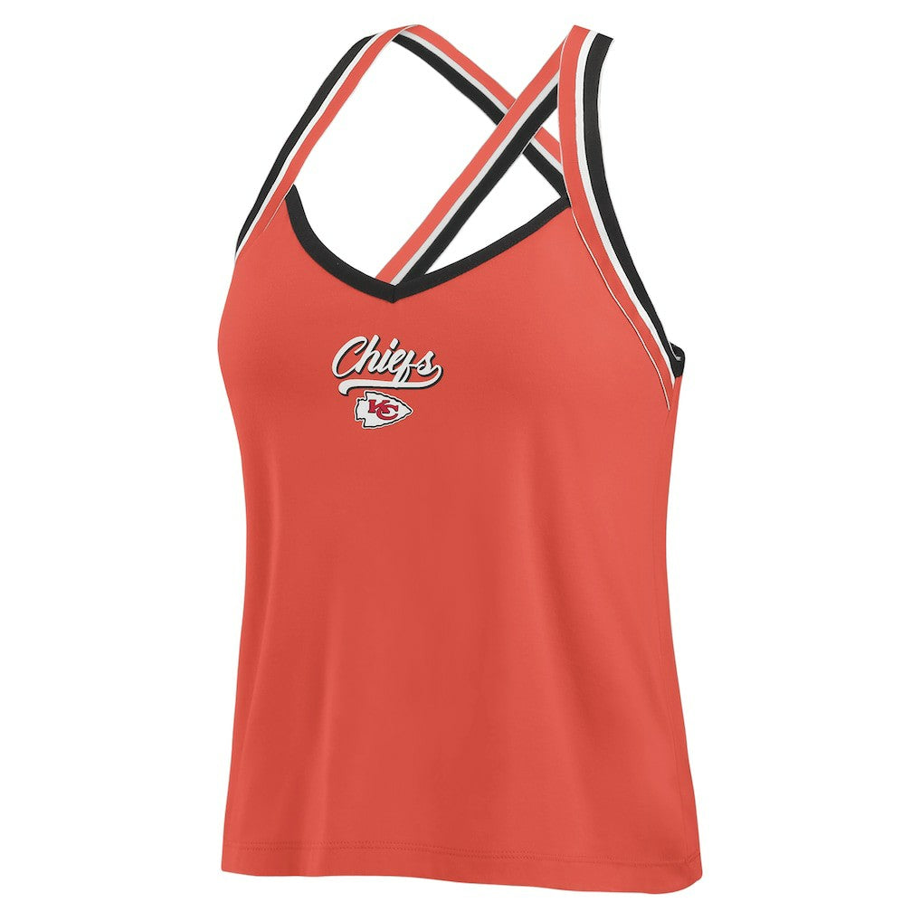 WEAR by Erin Andrews Women's Cross Strap Tri-Blend Tank Top - Kansas City Chiefs