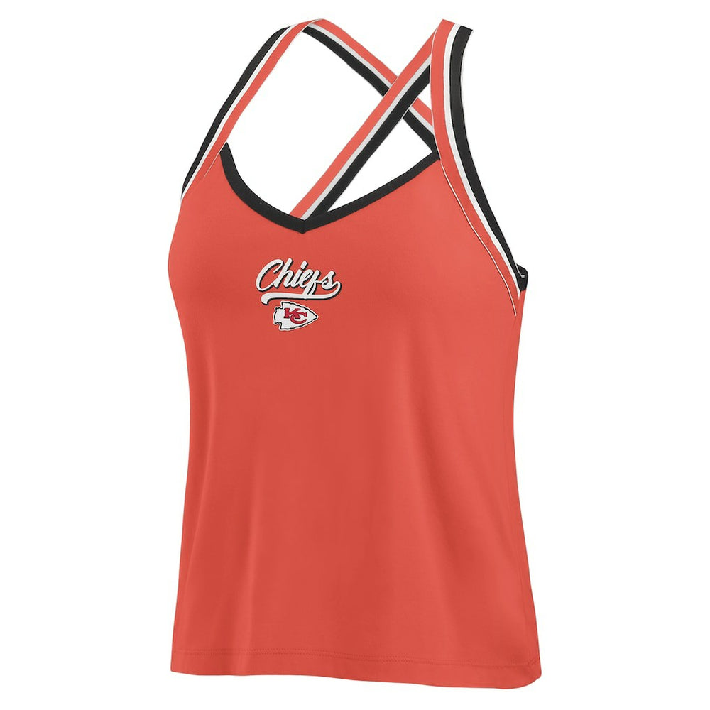 WEAR by Erin Andrews Women's Cross Strap Tri-Blend Tank Top - Kansas City Chiefs