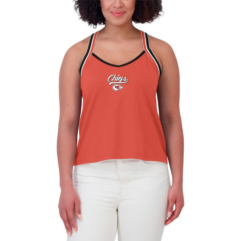 WEAR by Erin Andrews Women's Cross Strap Tri-Blend Tank Top - Kansas City Chiefs